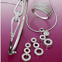 9ct. White Gold Circle Drop Earrings