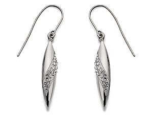 Unbranded 9ct White Gold Crystal Rocket Hook Wire Earrings