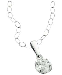 Unbranded 9ct White Gold Cubic Zirconia 5mm Solitaire Pendant