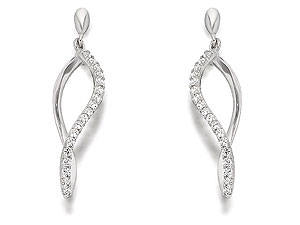 Unbranded 9ct White Gold Cubic Zirconia Assymetrical Open