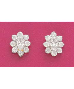 9ct White Gold Cubic Zirconia Cluster Studs