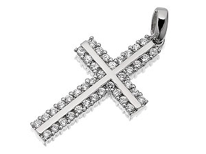 Unbranded 9ct White Gold Cubic Zirconia Cross - 186421