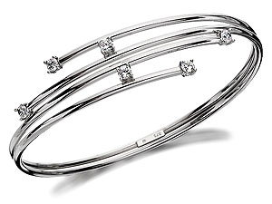 Unbranded 9ct White Gold Cubic Zirconia Crossover Torc