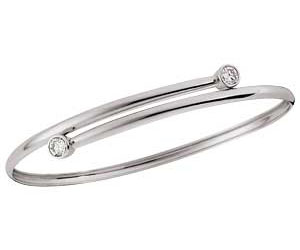 Unbranded 9ct White Gold Cubic Zirconia Crossover Torque Bangle