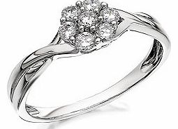 Unbranded 9ct White Gold Cubic Zirconia Daisy Cluster Ring