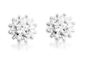 Unbranded 9ct White Gold Cubic Zirconia Earrings - 073088