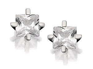 Unbranded 9ct-White-Gold-Cubic-Zirconia-Earrings--5mm-072703