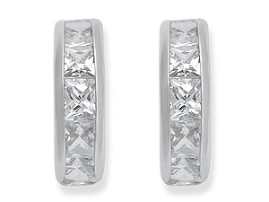 Unbranded 9ct-White-Gold-Cubic-Zirconia-Half-Hoop-Earrings--12mm-072992