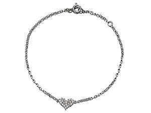 Unbranded 9ct White Gold Cubic Zirconia Heart Charm