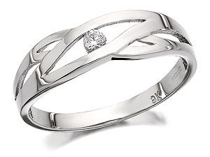 Unbranded 9ct White Gold Cubic Zirconia Open Weave Ring -