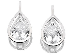 Unbranded 9ct-White-Gold-Cubic-Zirconia-Peardrop-Earrings--17mm-072728