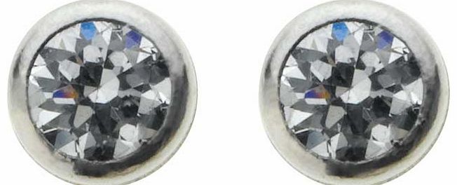 Unbranded 9ct White Gold Cubic Zirconia Rubover Stud