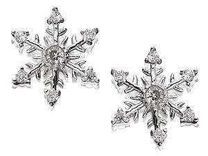 Unbranded 9ct-White-Gold-Cubic-Zirconia-Snowflake-Earrings--1.1cm-072715