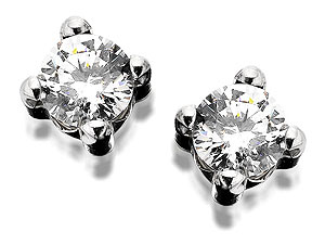 Unbranded 9ct-White-Gold-Cubic-Zirconia-Solitaire-Earrings--6mm-072736
