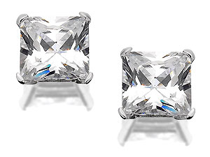 Unbranded 9ct-White-Gold-Cubic-Zirconia-Solitaire-Earrings--8mm-073155