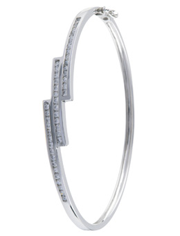 Unbranded 9ct white gold cubic zirconia three step bangle