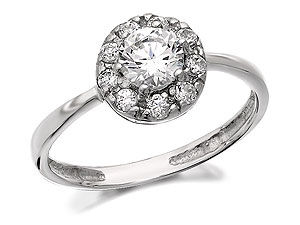 Unbranded 9ct White Gold Cubic Zirconia Two Layer Cluster