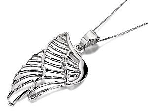 Unbranded 9ct-White-Gold-Cut-Out-Angels-Wing-Pendant-And-Chain-188770