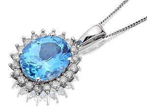 Unbranded 9ct White Gold Diamond And Blue Topaz Cluster