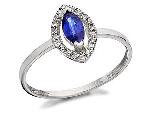 Unbranded 9ct White Gold Diamond And Marquise Sapphire