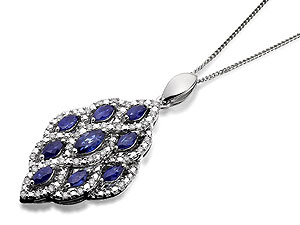 Unbranded 9ct White Gold Diamond And Sapphire Peacock Tail