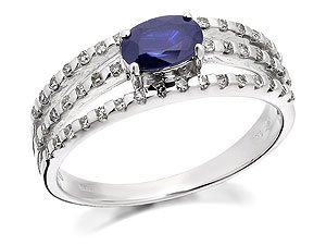 Unbranded 9ct White Gold Diamond And Sapphire Triple Band