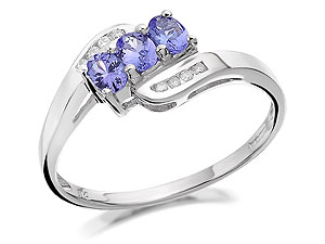 Unbranded 9ct-White-Gold-Diamond-And-Tanzanite-Crossover-Ring-047940