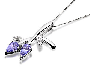 Unbranded 9ct White Gold Diamond And Tanzanite Flower