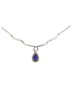 9ct White Gold Diamond and Tanzanite Necklet