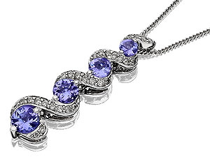 Unbranded 9ct-White-Gold-Diamond-And-Tanzanite-Pendant-And-Chain-049846