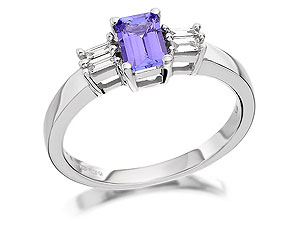 Unbranded 9ct White Gold Diamond And Tanzanite Ring 12pts