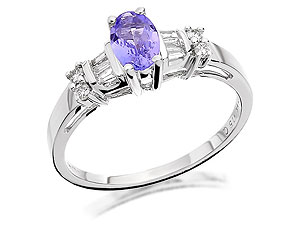 Unbranded 9ct White Gold Diamond And Tanzanite Ring 15pts