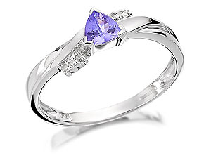 Unbranded 9ct-White-Gold-Diamond-And-Trillion-Tanzanite-Ring-047114