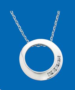 Unbranded 9ct White Gold Diamond Circle Pendant