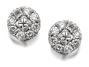 Unbranded 9ct White Gold Diamond Cluster Earrings 0.25ct