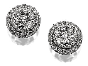 Unbranded 9ct White Gold Diamond Cluster Earrings 0.5ct