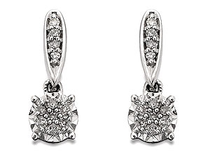 Unbranded 9ct White Gold Diamond Cluster Earrings 12pts