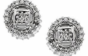 Unbranded 9ct White Gold Diamond Cluster Earrings 18pts