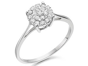 Unbranded 9ct-White-Gold-Diamond-Cluster-Ring--0.25ct-047192