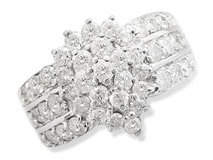 Unbranded 9ct White Gold Diamond Cluster Ring 046884-L
