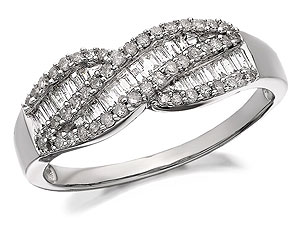 Unbranded 9ct White Gold Diamond Crossover Bow Ring 0.5ct