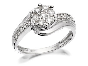 Unbranded 9ct White Gold Diamond Crossover Ring 0.33ct -