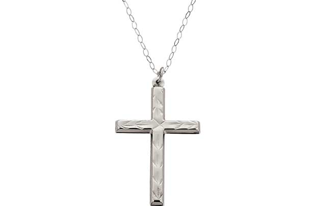 Unbranded 9ct White Gold Diamond Cut Cross Pendant