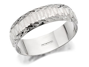 Unbranded 9ct-White-Gold-Diamond-Cut-Grooms-Wedding-Ring--6mm-182303