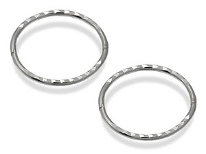 Unbranded 9ct-White-Gold-Diamond-Cut-Hinged-Sleeper-Earrings--1.5cm-072469