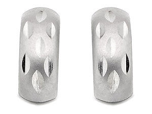 Unbranded 9ct White Gold Diamond Cut Mini Curve Earrings