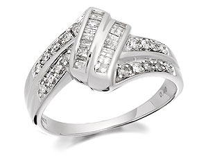 Unbranded 9ct White Gold Diamond Double Ribbon Twist Ring