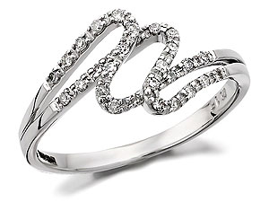 Unbranded 9ct White Gold Diamond Double Strand Twist Ring