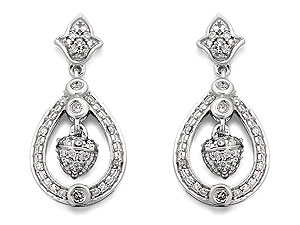 Unbranded 9ct White Gold Diamond Drop Earrings 15pts per