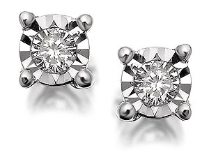 Unbranded 9ct White Gold Diamond Earrings 10pts per pair